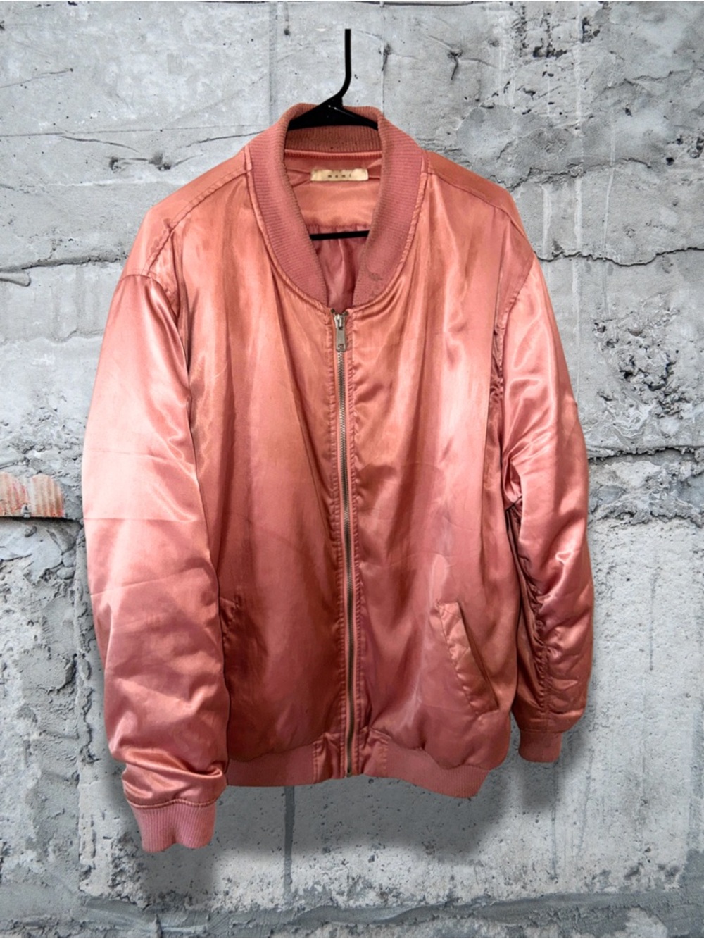 MNML Satin Bomber Jacket in Rose Gold